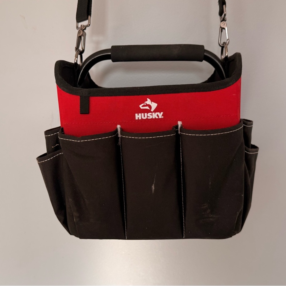 Husky Red and Black Tool Tote Bag with Pockets